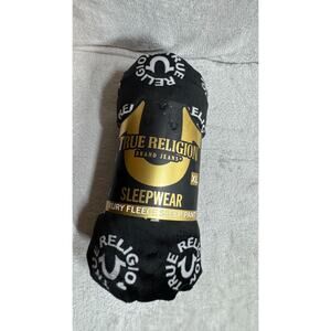 True Religion NEW Luxury Fleece Sleepwear Pant XL 40-42 Black PJ Loungewear Logo